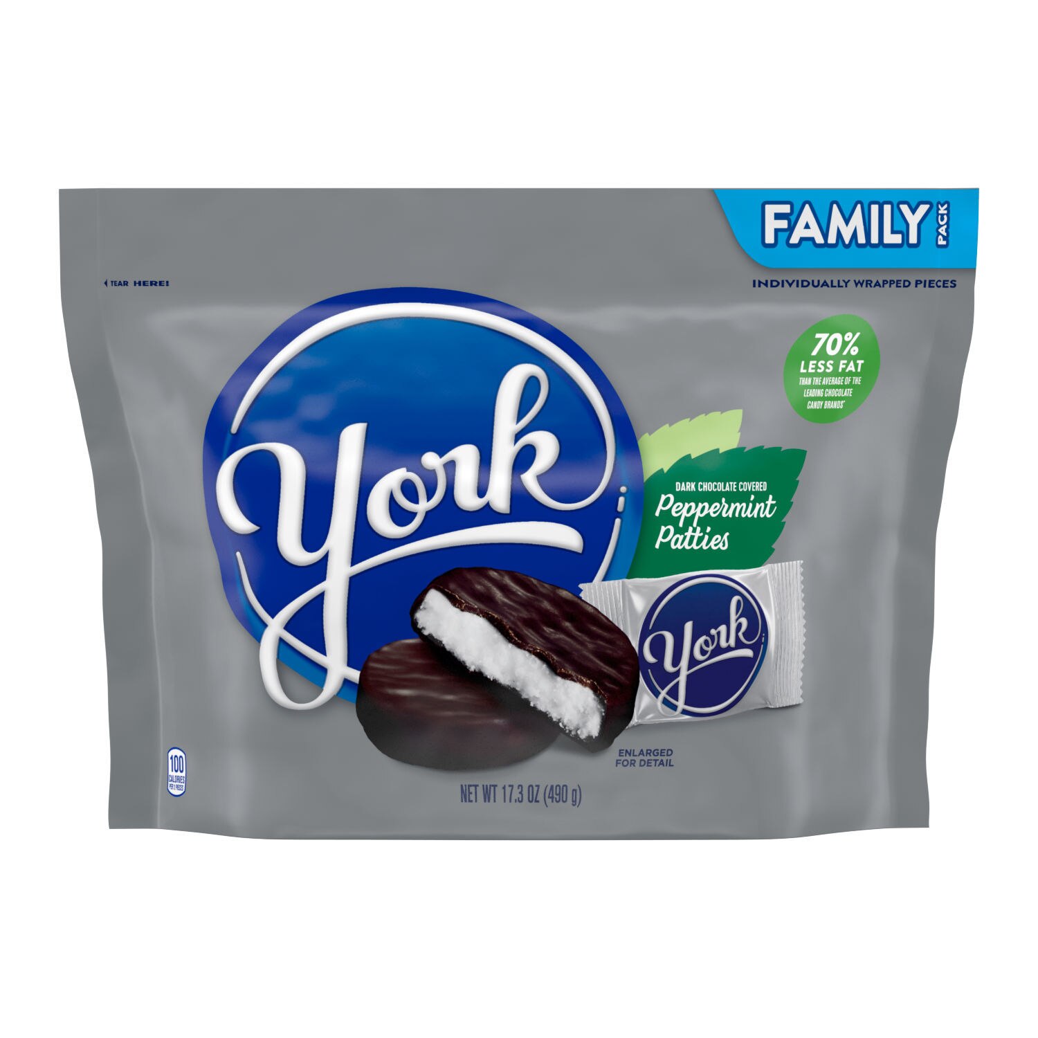 York Dark Chocolate Peppermint Patties, Candy Family Pack, 17.3 oz