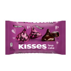 HERSHEY'S KISSES Lava Cake Filled Dark Chocolate Candy, Valentine's Day, 7 oz, Bag