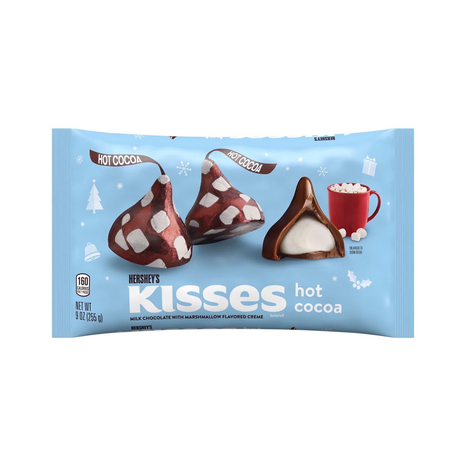 Hershey's Kisses Hot Cocoa Flavored Milk Chocolate, Christmas Candy Bag, 9 Oz , CVS