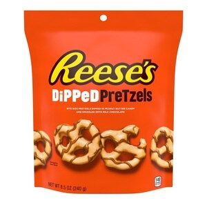 Reese's - Pretzels bañados en caramelo de mantequilla de maní y chocolate con leche, 8.5 oz