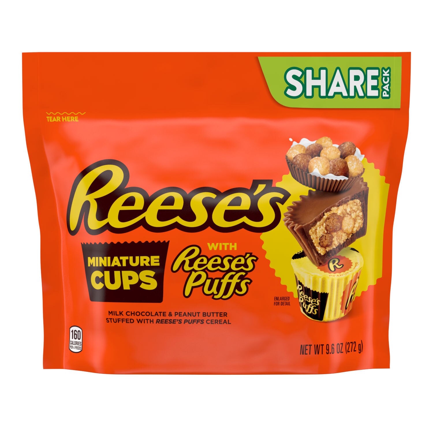 REESE'S Miniatures with Puffs Cereal Milk Chocolate Peanut Butter Cups, Gluten Free Candy Share Pack, 9.6 oz | CVS
