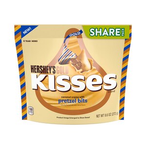 Hershey's Gold Kisses with Pretzel Bits Candy, 9.6 OZ
