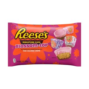 REESE'S Miniatures Blossom Top Milk Chocolate Peanut Butter with Pink Creme Cups Candy, Valentine's Day, 7.4 oz, Bag