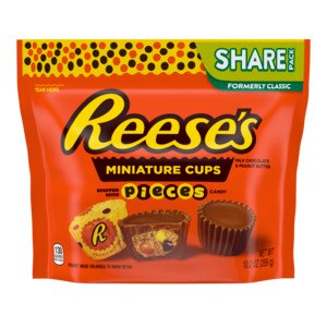 Reese's Milk Chocolate Peanut Butter Cups Miniatures with Reese's Pieces Candy, 10.2 OZ