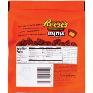 reese nutrition peanut butter cup mini cups label labels