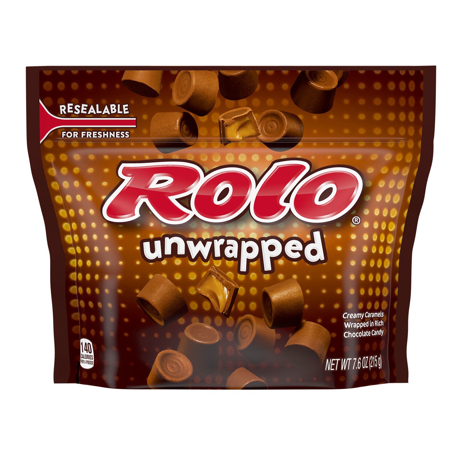 Rolo Unwrapped Rich Chocolate Caramels Candy Resealable Bag, 7.6 Oz , CVS