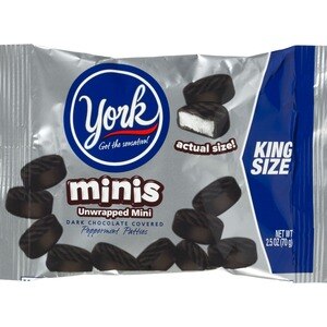Hershey's York Minis Dark Chocolate Covered Peppermint Patties Pouch, 2.5 OZ
