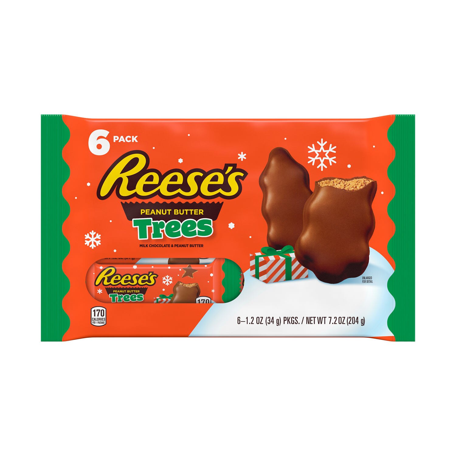REESE'S Milk Chocolate Peanut Butter Trees Candy, Christmas, 1.2 oz, Packs (6 Count)
