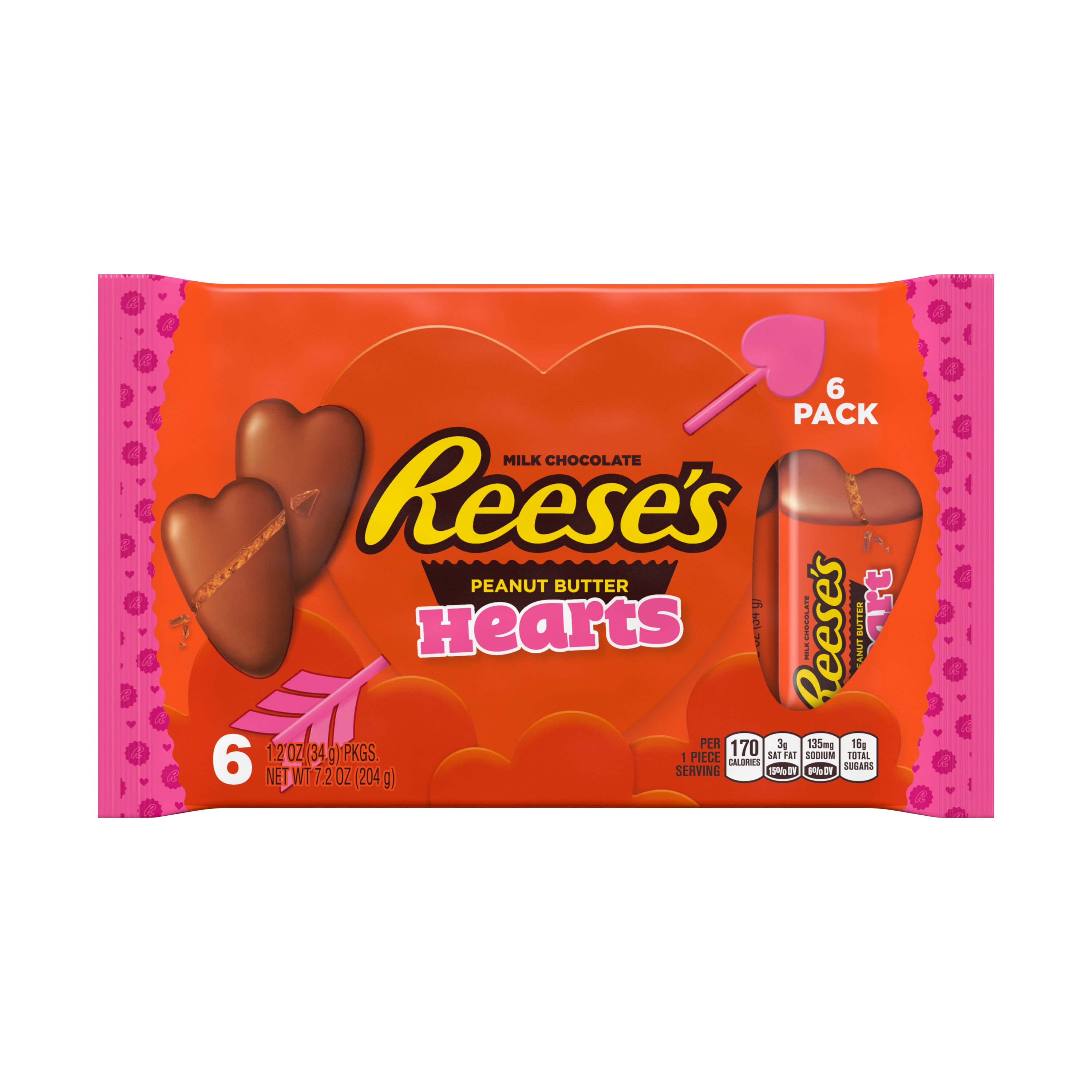 Reese's Valentine's Day Milk Chocolate Peanut Butter Hearts, 6 Ct, 7.2 Oz , CVS