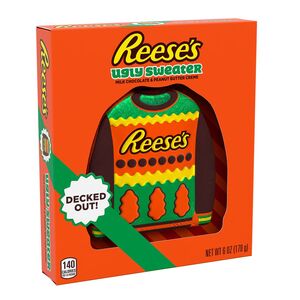 REESE'S Ugly Sweater Milk Chocolate and Peanut Butter Creme Candy, Holiday, 6 oz Gift Box