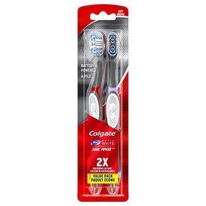 Colgate 360 Optic White Sonic Powered Vibrating Toothbrush, Soft - 2 Count