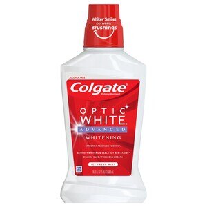 Colgate Optic White Advanced Whitening Mouthwash, Alcohol-Free, Icy Fresh Mint, 500 ML - 16 Oz , CVS