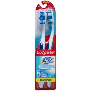 Colgate 360 Toothbrush With Tongue And Cheek Cleaner, Soft Bristle, 2 Pack - 2 Ct , CVS