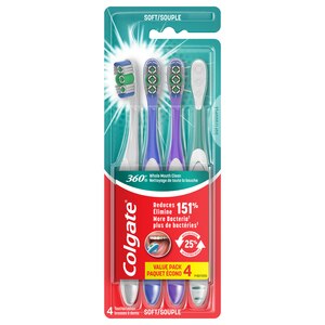Colgate 360 Whole Mouth Clean Toothbrush, Soft Bristles, 4 Ct , CVS