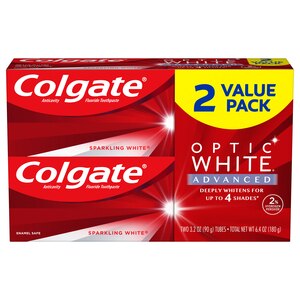 Colgate Optic White Advanced Teeth Whitening Toothpaste, Sparkling White, 3.2 Ounce (2 Pack) - 3.2 Oz , CVS