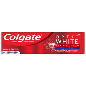 Colgate Optic White Stain Fighter With Baking Soda Anticavity Fluoride Toothpaste, Clean Mint, 6 Oz , CVS