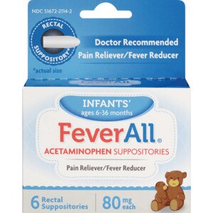 FeverAll Acetaminophen Suppositories Pain Reliever/Fever Reducer, 6 Ct , CVS