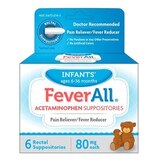 FeverAll Acetaminophen Suppositories Pain Reliever/Fever Reducer, 6 CT, thumbnail image 2 of 3