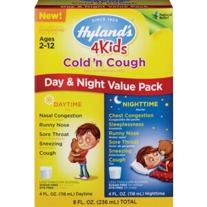 Hyland's 4 - Jarabe para el resfrío y la tos, para niños, día y noche, 4 oz, 2 u.