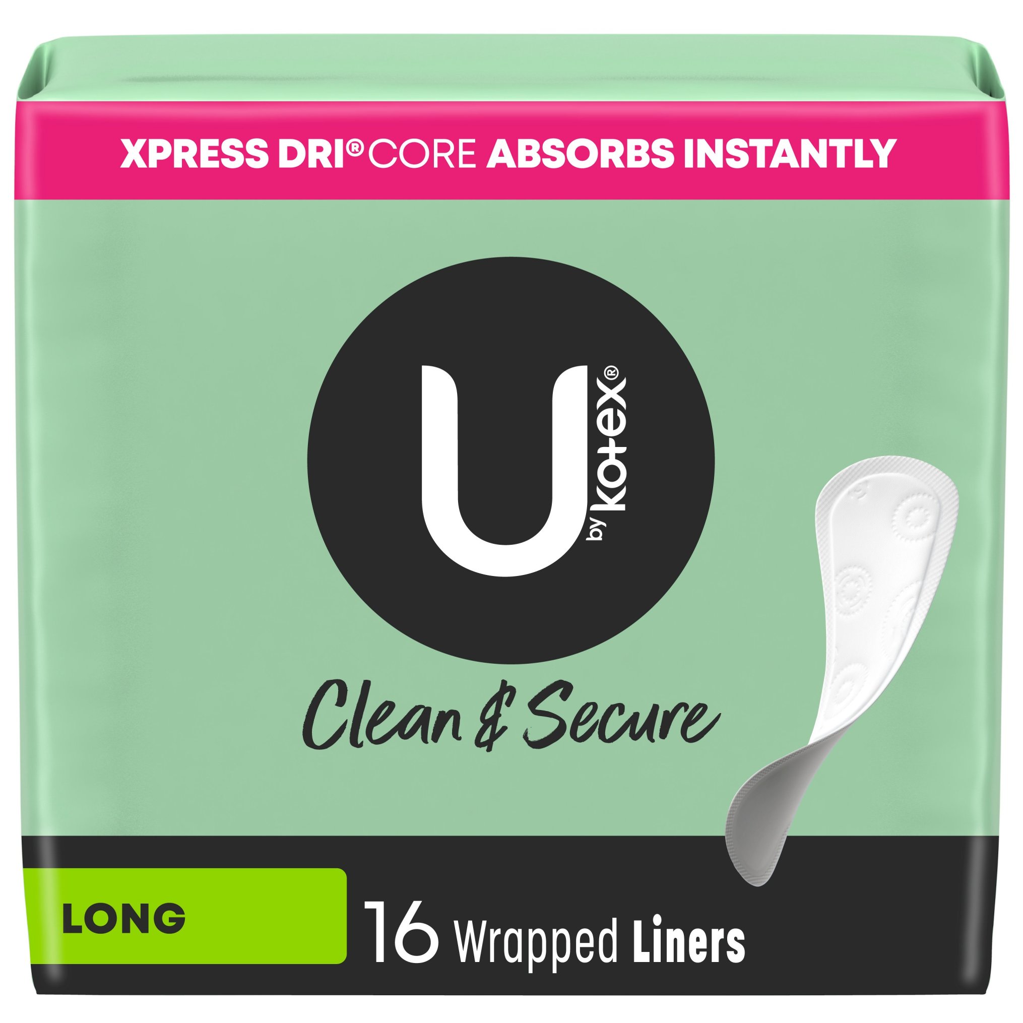 U by Kotex Lightdays Long Panty Liners, Unscented, 126 Count