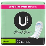 U by Kotex Security Maxi Feminine Pads, Unscented, Heavy, 22 CT, thumbnail image 1 of 9