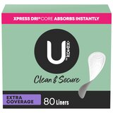 U by Kotex Lightdays Liners, Extra Coverage, Fragrance-Free, 80 Count, thumbnail image 1 of 9