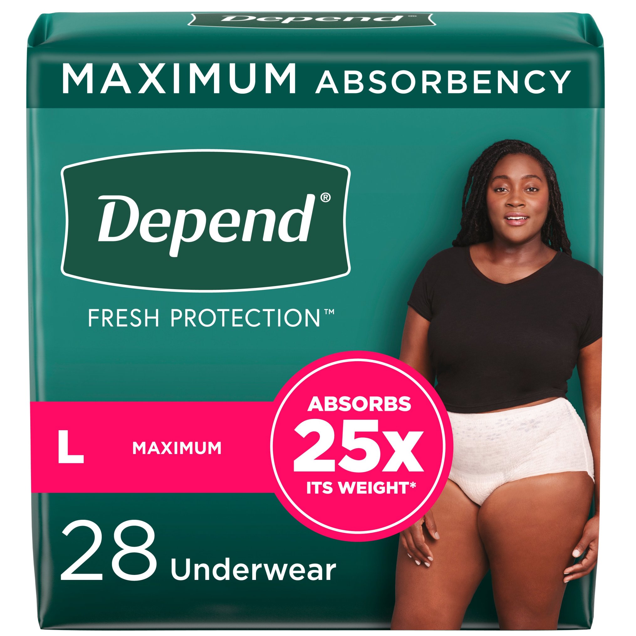Depend FIT-FLEX Incontinence Underwear For Women, Maximum Absorbency, L, Blush, 28 Ct , CVS