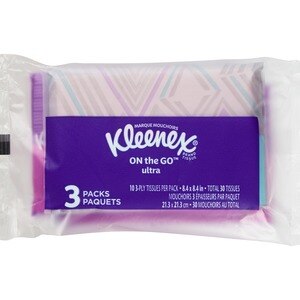 Kleenex On-the-Go Facial Tissues, 3-Ply, 10 Tissues Per Box, 3 Ct - 10 Ct , CVS