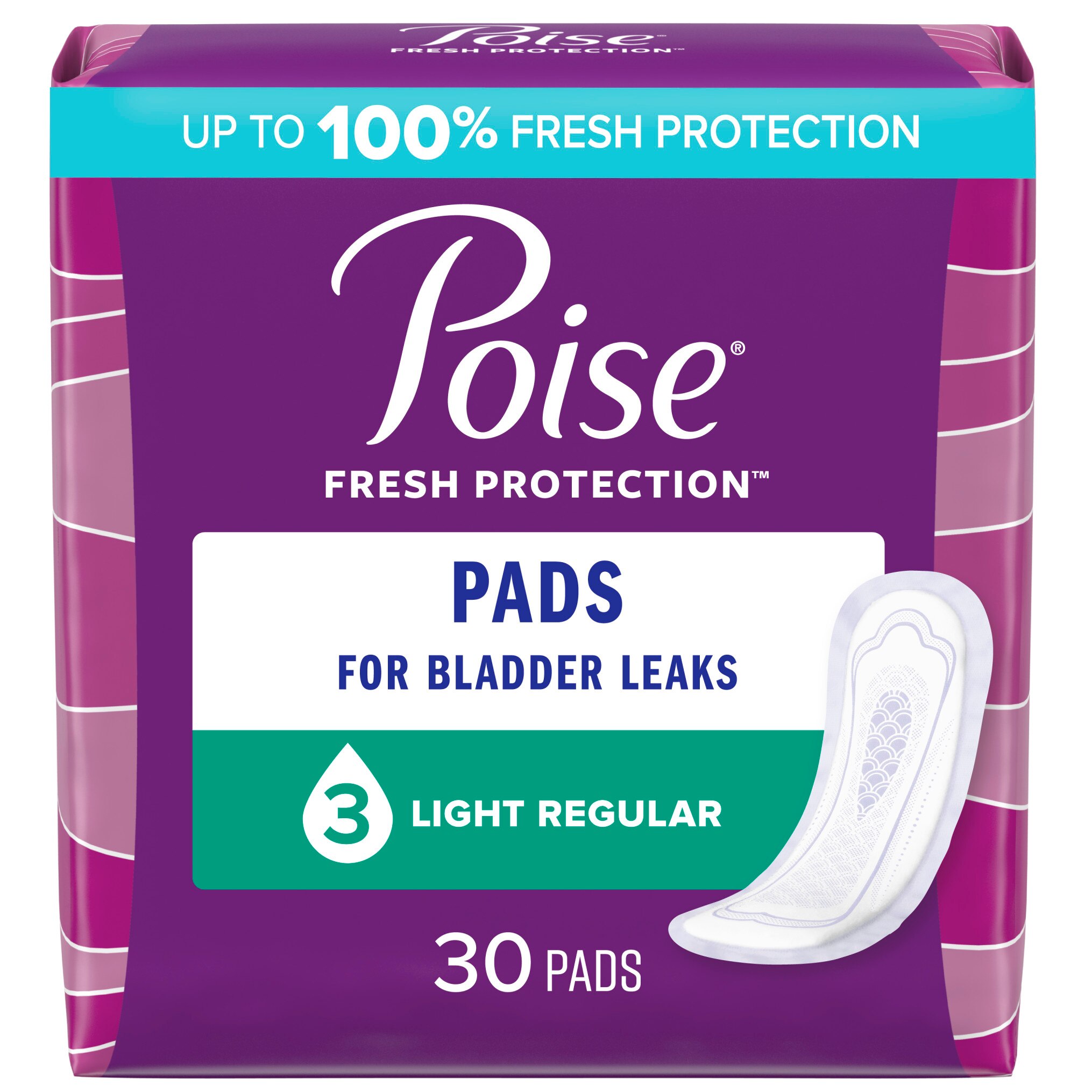 Poise Incontinence Pads Light Absorbency, Regular, 30 Ct , CVS