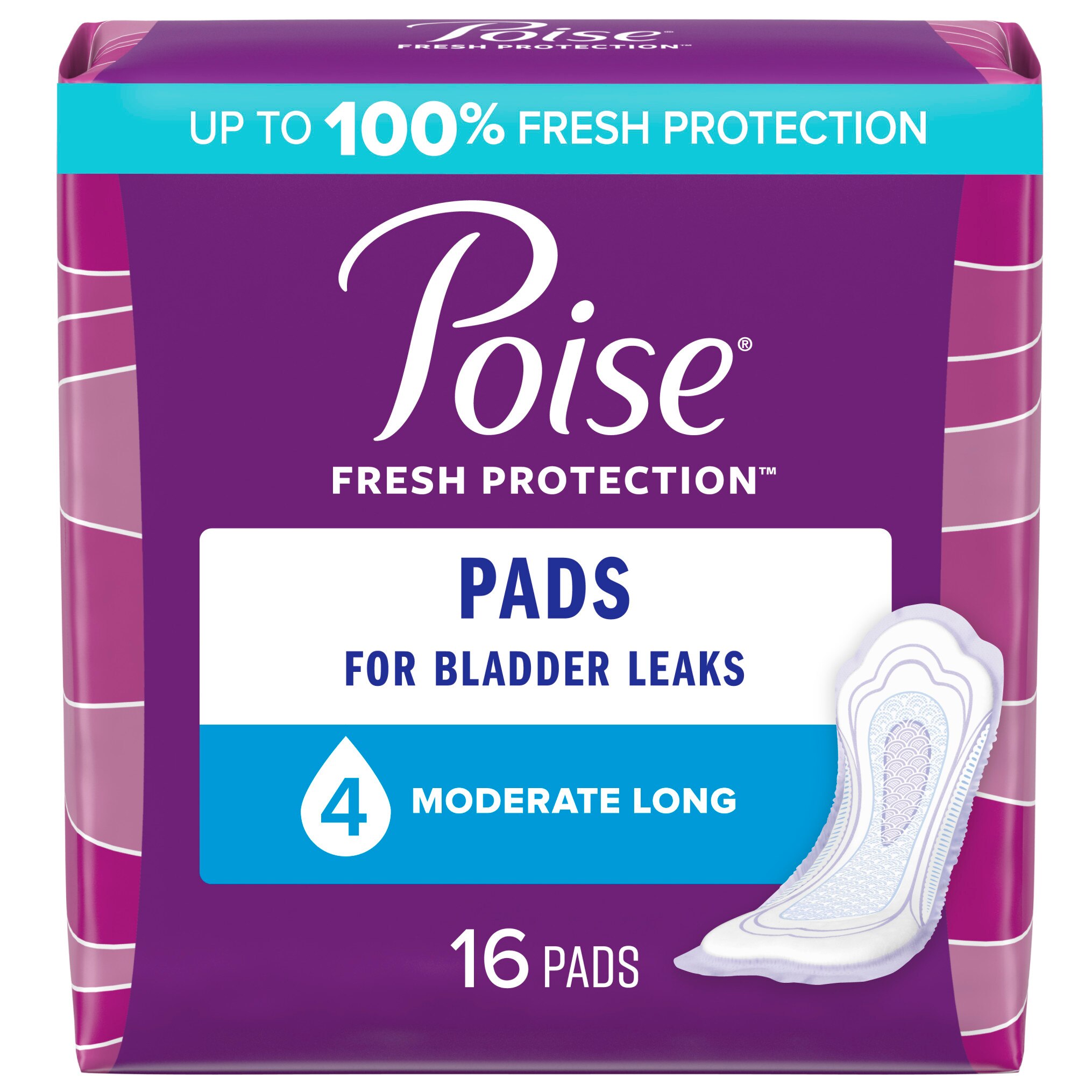 Poise Incontinence Pads Moderate Absorbency, Long Length, 16 Ct , CVS