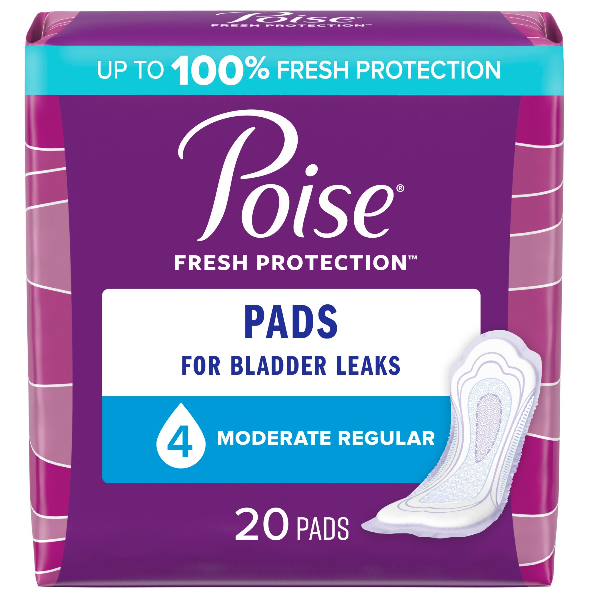 Poise Incontinence Pads Moderate Absorbency, Regular, 20 Ct , CVS