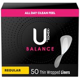 U by Kotex Barely There Liners, Light Absorbency, Regular, Fragrance-Free, 50 Count, thumbnail image 1 of 9