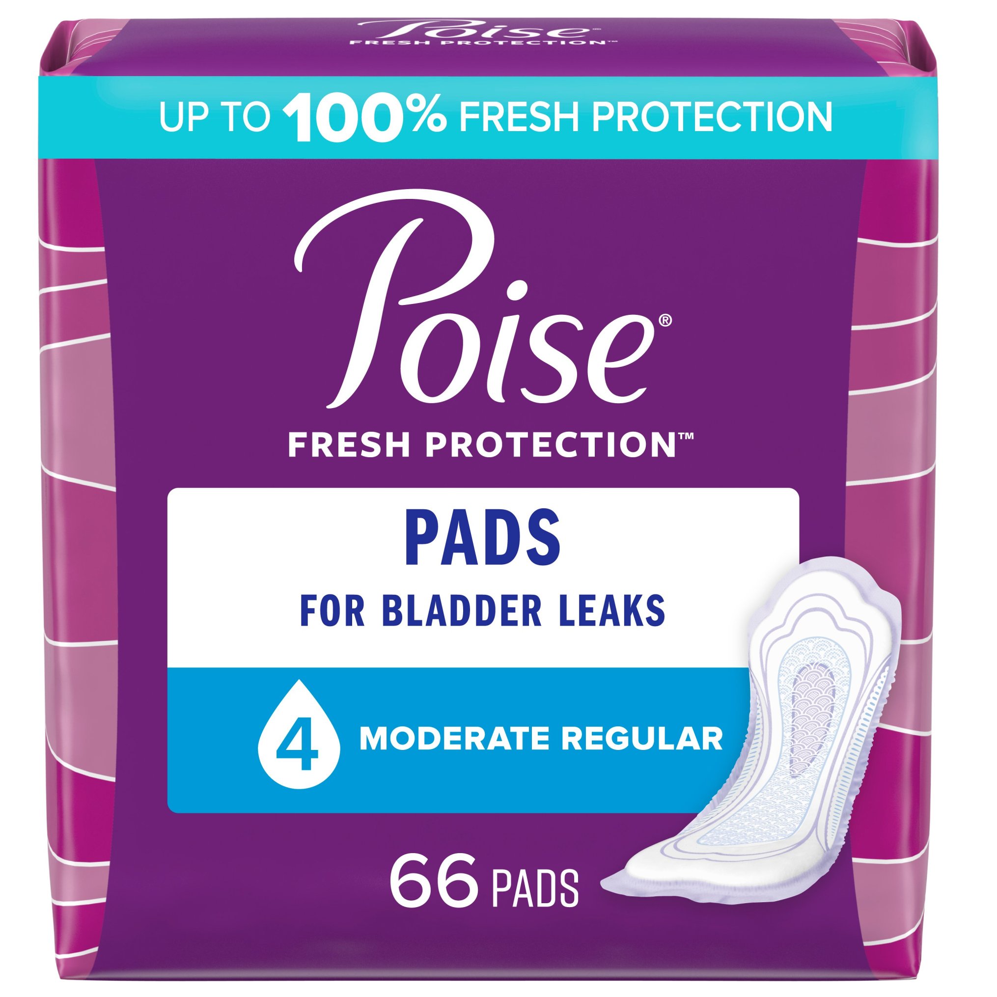 Poise Incontinence Pads Moderate Absorbency, Regular, 66 Ct , CVS