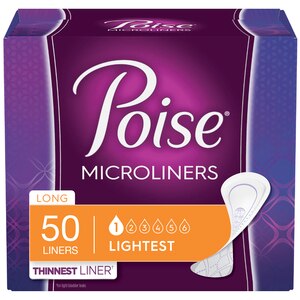 Poise Microliners Incontinence Panty Liners Lightest Absorbency, Long, 50 Ct , CVS