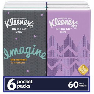 Kleenex On-the-Go Facial Tissues, 3-Ply, 6 Ct - 10 Ct , CVS