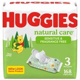 Huggies Natural Care Sensitive Baby Wipes, Unscented, 3 Flip-Top Packs (168 Wipes Total), thumbnail image 1 of 1
