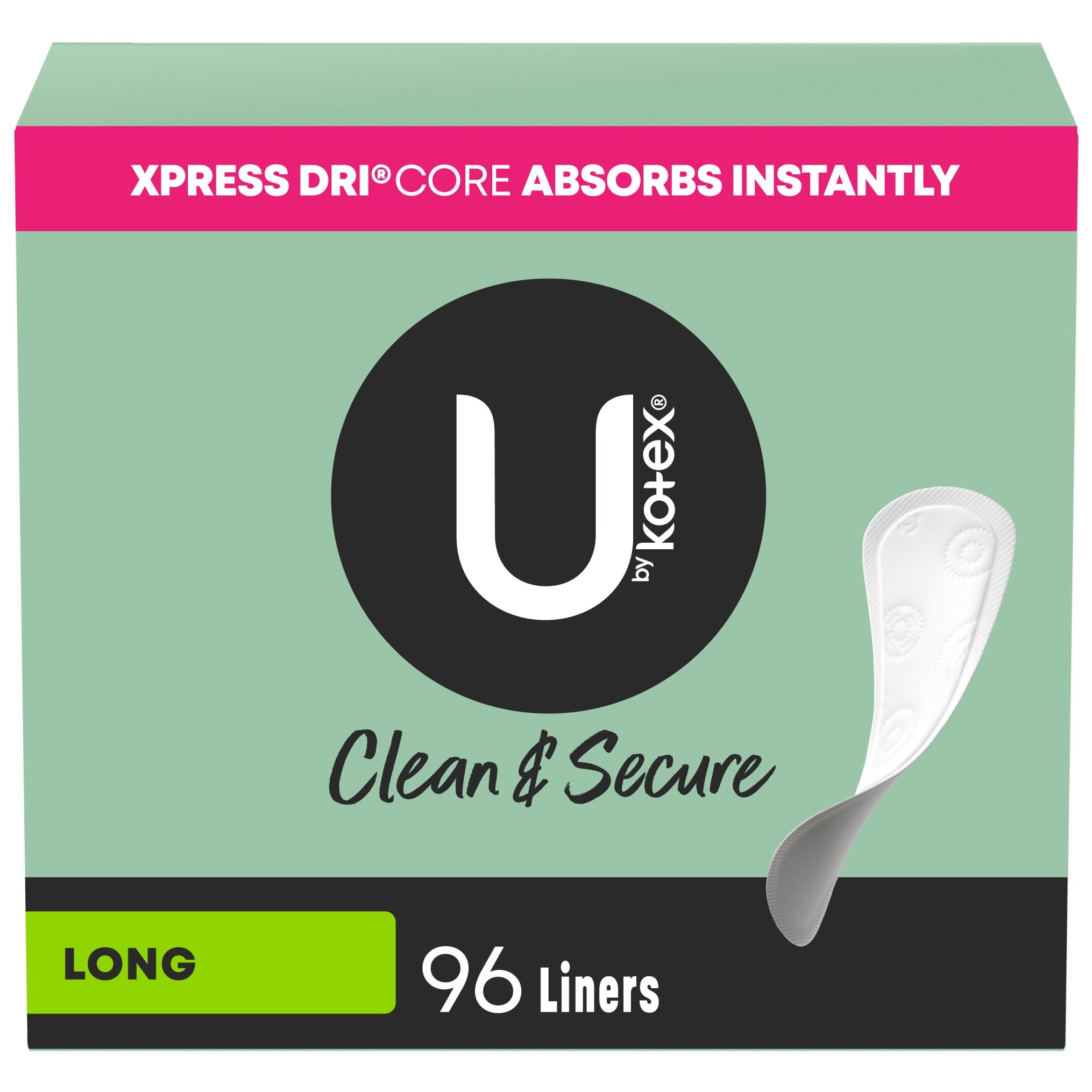 U by Kotex Lightdays - Protectores diarios, largos, sin fragancia, 96 u.