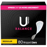 U by Kotex Lightdays PLUS Liners, Regular, Fragrance-Free, 80 Count, thumbnail image 1 of 9