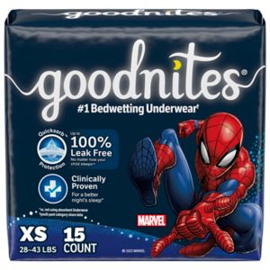 GoodNites Bedtime - Ropa interior para incontinencia urinaria, para niños, XS, 15 u. (el envase puede variar)