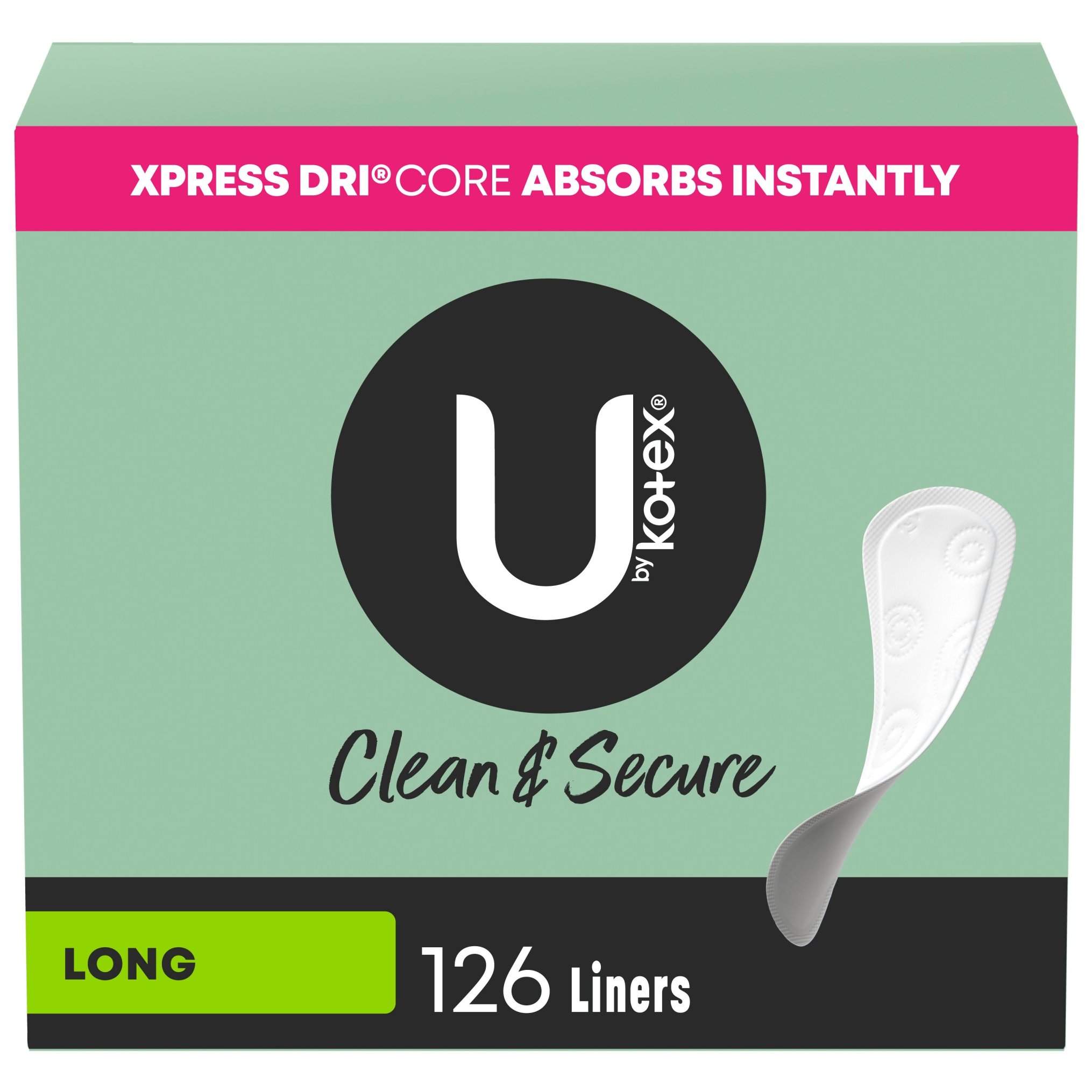  U by Kotex Lightdays Panty Liners, Long, Unscented, 126 Count 