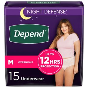 Depend Night Defense Incontinence Underwear For Women Overnight, M, Blush, 15 Ct , CVS