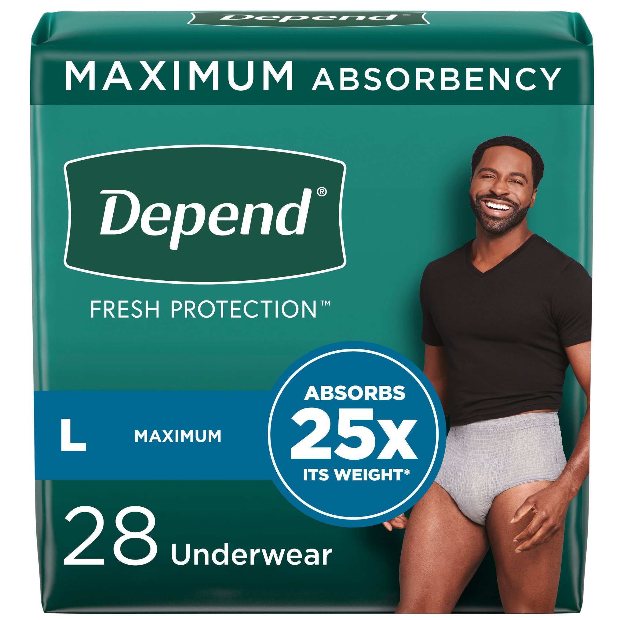 Depend FIT-FLEX Incontinence Underwear For Men Maximum Absorbency, L, Grey, 28 Ct , CVS