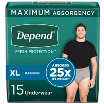 Depend FIT-FLEX - Ropa interior masculina para la incontinencia, Maximum Absorbency