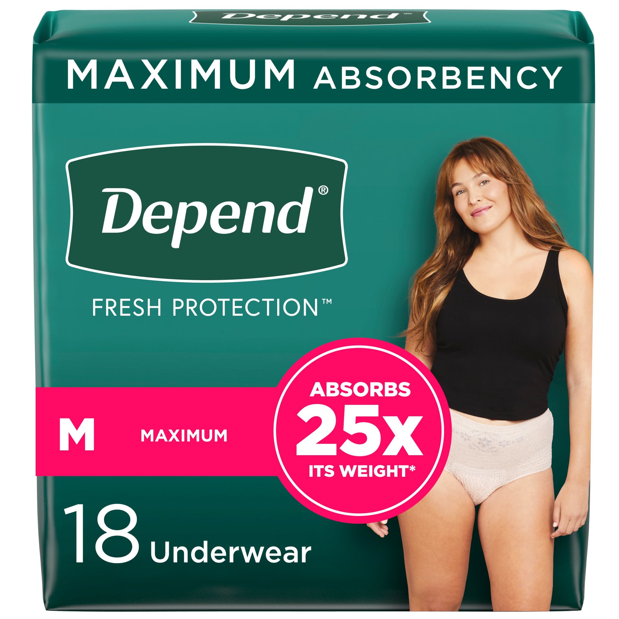 Depend FIT-FLEX Incontinence Underwear For Women, Maximum Absorbency, M, Blush, 18 Ct , CVS