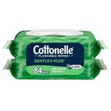 Cottonelle GentlePlus Flushable Wet Wipes with Aloe & Vitamin E, Adult Wet Wipes, 2 Flip-Top Packs, 42 Wipes per Pack (84 Total Flushable Wipes), thumbnail image 1 of 11