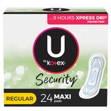 U by Kotex Security Maxi Feminine Pads, Unscented, Regular, 24 CT, thumbnail image 1 of 7