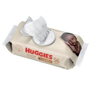 Huggies Nourish & Care Scented Baby Wipes, 8 Push Button Packs (448 Wipes Total)