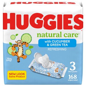  Huggies Natural Care Refreshing Baby Wipes, 3 Flip-Top Packs (168 Wipes Total) 