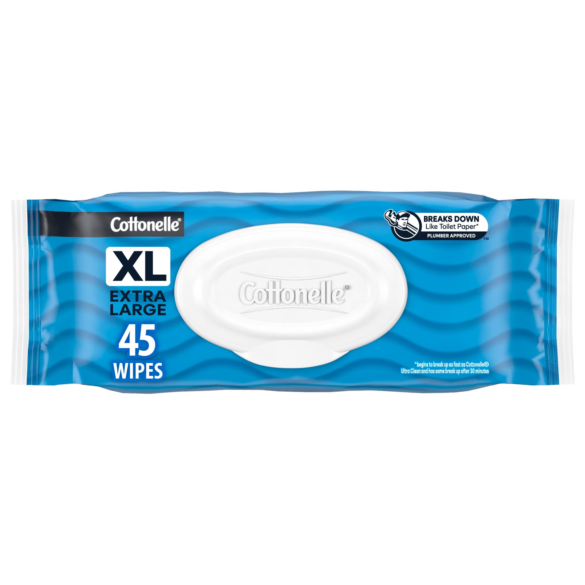  Cottonelle XL Flushable Wet Wipes Flip-Top Pack, Extra Large, 1 Flip-Top Pack, 45 Wipes 
