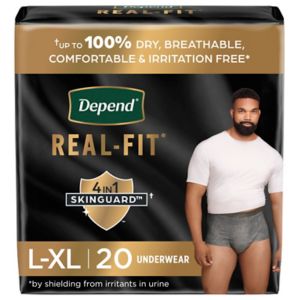 Depend Real Fit for Men Incontinence Briefs Maximum Absorbency, Large/X-Large, 20 Count